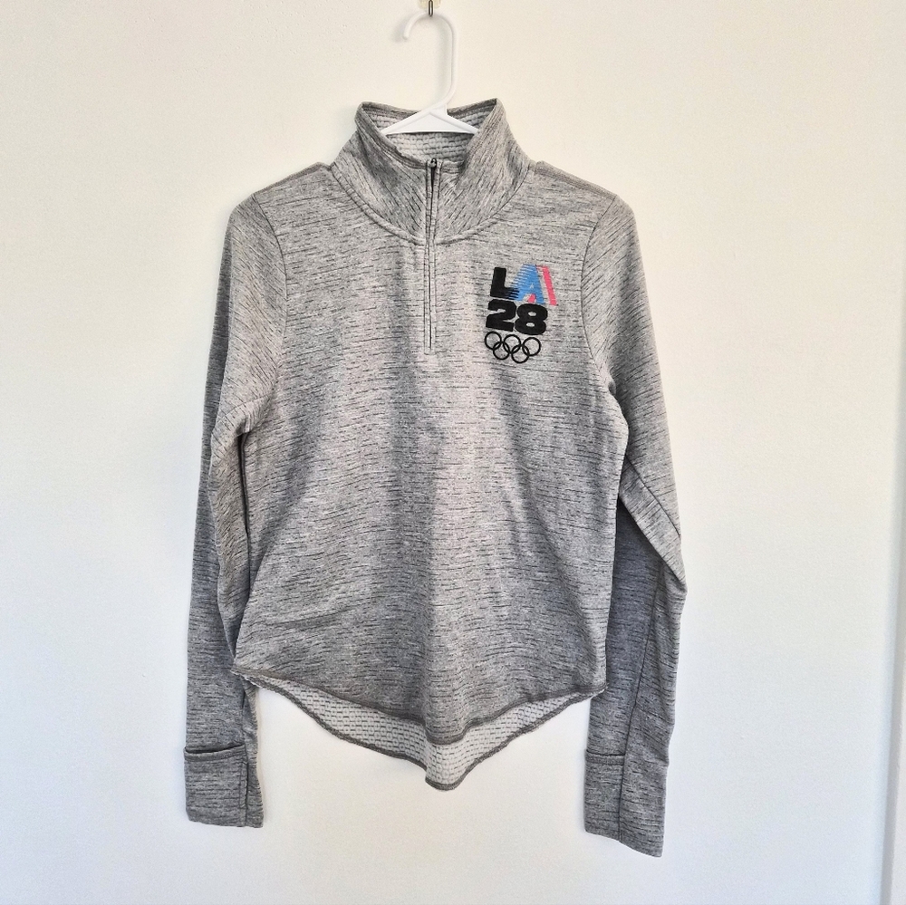 Nike LA28 Running Dri-FIT Gray Quarter Zip Pullover Sweater Top